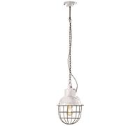 Lampe à Suspension Céramique Ø 26cm E27 Main Blanc Antique Shabby à Manger