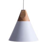 Lampe à suspension créative nordique | Abat-jour conique en bois et fer | Plafonnier suspendu à 1 lumière | Mini lustre moderne pour salle à manger d'îlot de cuisine (Blanc,Medium - 8.6 x 10.6")