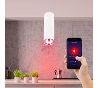 Lampe Suspendue Lustre Table En Smart Dimmable LED Gips Blanc H 181 CM