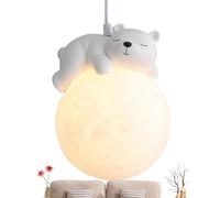Lampe à suspension - Éclairage d'animaux de dessin animé, luminaire suspendu rond, globe blanc lait avec lueur douce | Accent d’éclairage décoratif pour la chambre des filles améliorant l’atmosphère l