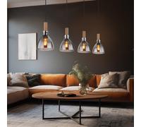 Lampe à Suspension Éclairage/Lampe de Salon 4 à Flammes Optique Bois E27 120cm