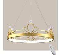 Lampe À Suspension En Cristal De Couronne Créative Nordique Led 80W Lustre De Couronne De Chambre À Coucher Moderne Lampes De Chambre De Princesse Fille Lustre Réglable En Hauteur, 60 Cm, Intensité