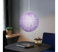 Suspension Lampe de plafond chrome acrylique lilas sphère D 40 cm, 1x E27 LED blanc chaud, hauteur 165 cm diamètre 40 cm, salon chambre à coucher