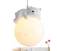 Lampe À Suspension En Forme D'animal De Dessin Animé, Suspension Moderne, Éclairage Suspendu Rond, Lampe De Chevet Mignonne, Lustre De Chambre À Coucher, Lampes Boule Blanc Lait - Ours Endormi
