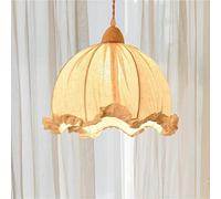 Lampe à suspension en forme de bouton de fleur Style pastoral Abat-jour en coton Plafonnier Lampe de chevet Lustre décoratif pour chambre à coucher, salon, table à manger