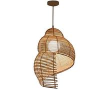 Lampe à suspension en forme de spirale créative chinoise Vintage bricolage en osier rotin lampe à suspension salon de thé salle à manger lustres en bambou naturel tropical style japonais luminaire