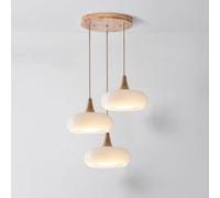 Lampe à suspension en verre de lait à 3 lumières en verre orange, lustre moderne du milieu du siècle, luminaire à tambour, lampe suspendue au plafond de ferme en V, lampe à suspension de plafond à LED