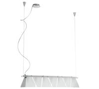 Lampe à suspension en verre, lampe de table à manger, lampe de salon, acier nickel mat, transparent satiné, 7x G9, LxH 95x110 cm