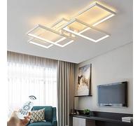 Lampe à Suspension géométrique à LED avec éclairage réglable pour Le Salon, plafonnier créatif avec télécommande, éclairage en métal Acrylique pour la décoration de la Chambre (Couleur: Blanc), Blanc