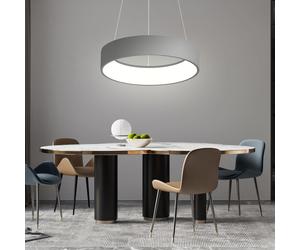 Lampe à suspension grise lampe à suspension dimmable éclairage de table à manger lampe de table à manger LED, réglable en hauteur, gris métal, 31,5W 2500Lm blanc chaud, DxH 45 x 150 cm Wofi 11488