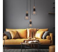 Lampe à Suspension Holzleuchte Lampe Salle à Manger Cage Noir 3x E27 H 120cm