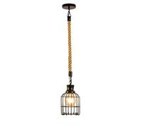 Lampe à Suspension intérieure à 1 lumière Américaine Rurale rétro Industrie créative Vent Fer Cage à Oiseaux Lanterne tête Unique Vintage épais plafonniers Art Salon de Coiffure vêtements Restaurant