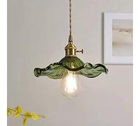 Lampe à Suspension Japonaise Rétro En Feuille De Lotus Fleurs Créatives Lustre En Verre En Laiton Moderne Minimaliste Luminaire Suspendu Décoratif Pour Chambre À Coucher, Salon, Couloir, Café, Bureau