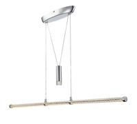 Lampe à suspension Lampe à suspension à timon Lampe de table à manger Réglable en hauteur 1 lampe LED, chrome, verre clair, 1x LED 18 W 1260lm, LxlxH 100x8x100-150 cm