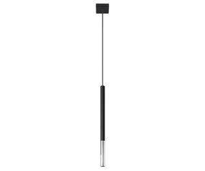 Lampe à suspension lampe à suspension en métal noir lampe à suspension cylindrique noire moderne, en acier avec accent chromé, 1x G9, DxH 8x110 cm