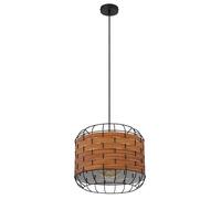 Lampe à suspension lampe de salle à manger maison de campagne aspect bois lampe suspendue abat-jour en grille, métal, noir, mat, 1x douille E27, DxH 35x120 cm