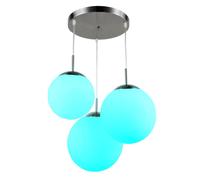 Lampe à suspension lampe de salon lampe de table à manger lampe de cuisine, métal verre nickel opale blanc, 3 ampoules E27, télécommande dimmable LED RGB, 8,5W 806Lm 3000K blanc chaud, H 80 cm