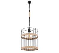 Lampe à suspension Lampe de table industrielle Lampe à suspension de salon, grille métallique noire, corde de chanvre, 1x E27, DxH 35 x 145 cm
