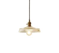 Lampe à suspension , Lampe suspendue en verre, lampe à suspension en laiton avec source de lumière E27, lustre en forme de bol avec couvercle, éclairage de plafond industriel rétro et simple et cuisin