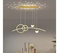 Lampe à suspension LED à intensité variable pour table de salle à manger, lustre à hauteur réglable avec télécommande, design doré moderne pour salon, cuisine et salle à manger (100 cm) Beauty Comes