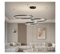 Lampe à suspension LED de style minimalisme moderne compatible avec le salon, la chambre à coucher, la salle à manger et la cuisine, lustre de plafond à anneau rond noir, lampe à suspension de