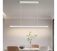Lampe à suspension LED dimmable table noire lampe à suspension dimmable avec télécommande lampe à suspension réglable en hauteur salle à manger chambre cuisine Bureau salon lumière (Blanc, L150cm)