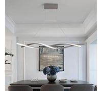 Lampe à suspension LED/lustre à intensité variable, lampe de table à manger, plafonnier suspendu réglable en hauteur, design minimaliste chic pour salon, salle à manger, télécommande, Wei?, 80 cm