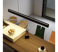 Lampe à suspension LED moderne à intensité variable noire à longue bande pour table à manger avec télécommande, nouveau design linéaire, lampe à suspension réglable en hauteur pour bureau, salon (L150