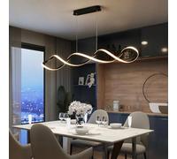 Lampe à suspension LED moderne, noire LED Dimmable Salle à Manger Salon Luminaire Suspendus,avec télécommande lampe Plafonnier moderne salle à manger salon chambre cuisine Lustre (Noir, 80cm)