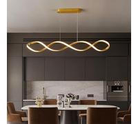 Lampe à suspension LED moderne, noire LED Dimmable Salle à Manger Salon Luminaire Suspendus,avec télécommande lampe Plafonnier moderne salle à manger salon chambre cuisine Lustre (Or, 80cm)