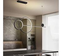 Lampe à suspension LED pour table à manger avec télécommande, lustre à intensité variable, lampe à suspension linéaire moderne réglable en hauteur 48 W, plafonnier créatif pour salon, salle à manger