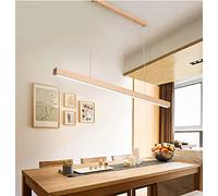 Lampe à suspension LED pour table de salle à manger, lampe suspendue en bois à intensité variable avec télécommande, lampe suspendue en bois dans la nature, 100 cm/120 cm/150 cm, lustre décoratif