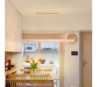Lampe à suspension LED table à manger lampe à suspension en bois Full Spectrum Bureau réception Bar lampe à suspension LED one word Restaurant suspension (Couleur du bois (spectre complet), 150cm)