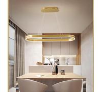 Lampe à suspension LED table de salle à manger atmosphérique Bureau et salle de réunion comptoir de bar ovale, lampe à suspension circulaire de luxe lumineuse rectangulaire (Couleur or, 80cm)