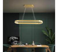 Lampe à suspension LED table de salle à manger atmosphérique Bureau et salle de réunion comptoir de bar ovale, lampe à suspension circulaire de luxe lumineuse rectangulaire (Couleur or, 100cm)