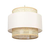Beliani Lampe à Suspension Lumière Douce Abat-Jour en Coton Rotin Naturel et Beige Yumuri