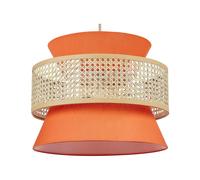 Lampe à Suspension Lumière Douce Abat-Jour en Coton Rotin Naturel et Corail Luya