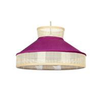 Lampe à Suspension Lumière Douce Abat-Jour en Coton Rotin Naturel et Rose Batali