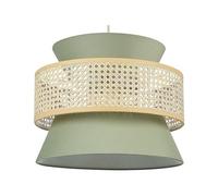 Beliani Lampe à Suspension Lumière Douce Abat-Jour en Coton Rotin Naturel et Vert Luyano