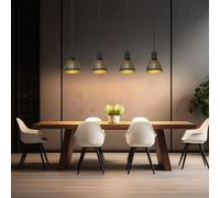 Lampe à suspendre noir or Lampe de table à manger Lampe à suspendre 4 flammes Salon, métal imitation bois, 4x E27, LxH 90x120