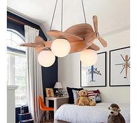 Lampe à Suspension, Lustre de l'avion en Bois Compatible avec Les Enfants Enfants garçon Chambre LED Suspension Pendentif Lampe pépinière(Wood)