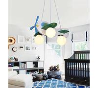 Lampe à Suspension, Lustre de l'avion en Bois Compatible avec Les Enfants Enfants garçon Chambre LED Suspension Pendentif Lampe pépinière(Blanc)