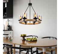 Lampe à Suspension Lustre Holzleuchte Lampe de Salon Verre D 59 CM
