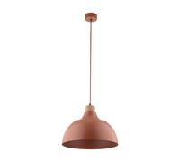 Lampe à Suspension Métal Bois Ø 34 CM Rond H: Max. 170 Rouge E27 Rétro Suspendue