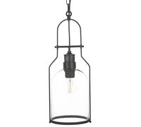 Lampe Suspendue à Cadre Métallique Verre Clair et Noir Bashilo