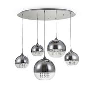 Lampe à Suspension Métal Verre Cristal B : 91 CM E27 Écran de Boule Manger