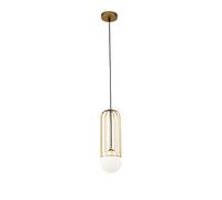Lampe à Suspension Métal Verre Rond Ø 12 CM en Or Blanc Moderne G9 Manger
