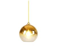 Lampe à suspension moderne en forme de boule de verre avec miroir doré/or rose/argent - Lampe à suspension nordique créative E27 à tête unique - Luminaire de cuisine (couleur : doré - 20 cm) Lucky
