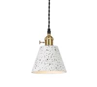 Lampe à Suspension Moderne en Laiton Et Pierre Terrazzo avec Cordon Réglable Idéale pour Îlot de Cuisine Salle à Manger Bar Café Ou Chambre