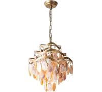 Lampe à suspension moderne en métal et cristal, lustre à coque rose, Unique à plusieurs niveaux, E27, 4 lumières, carillon éolien, luminaire de plafond,Plafonnier Vintage
